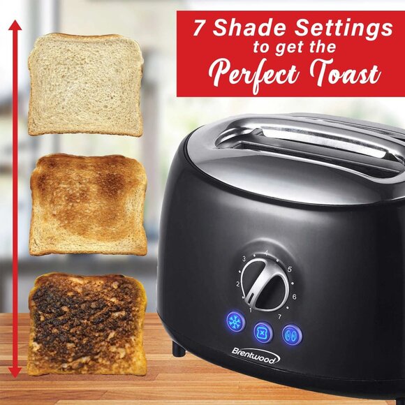 New Brentwood TS-270BK Cool Touch 2-Slice Extra Wide Slot Toaster, Black - Picture 3 of 6